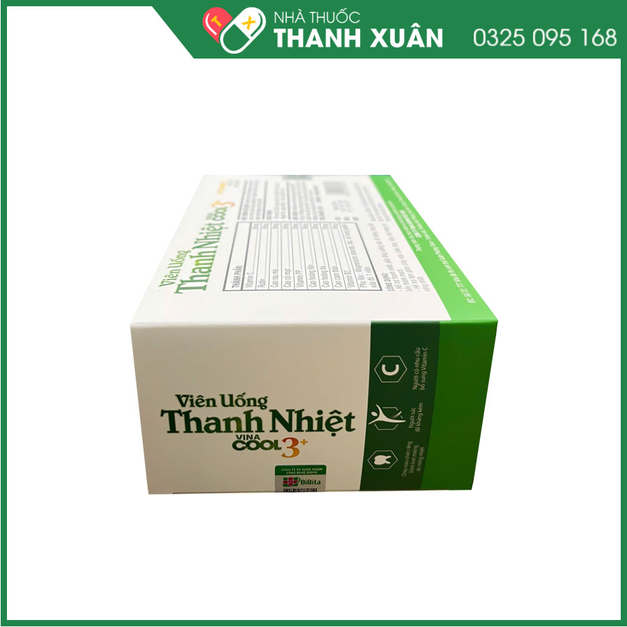 Viên uống Thanh Nhiệt Vina Cool 3+ giúp hỗ trợ thanh nhiệt, tăng cường đề kháng, bền thành mạch
